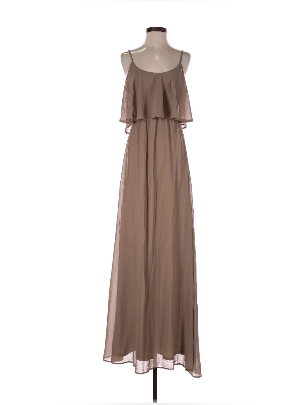 Show Me Your MuMu Taupe Chiffon Ruffle Maxi Dress